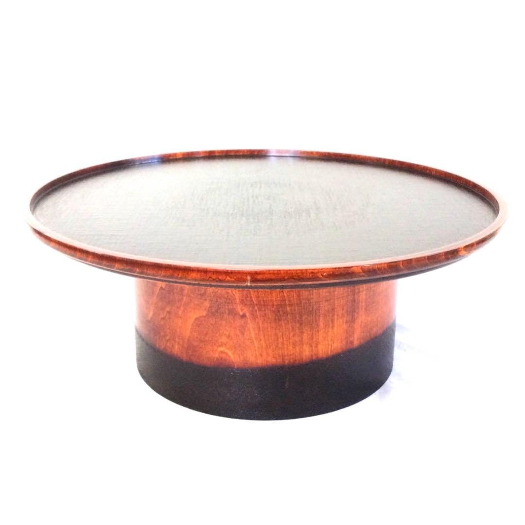 漆器 飾り台 丸台 高足台 天然木 B642