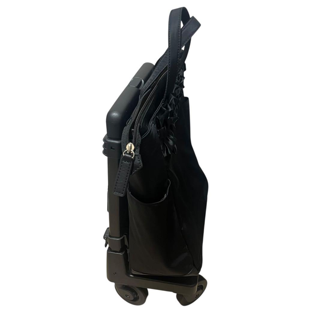 サテンフリルが素敵♪スワニー お買い物 キャリーカート ブラック