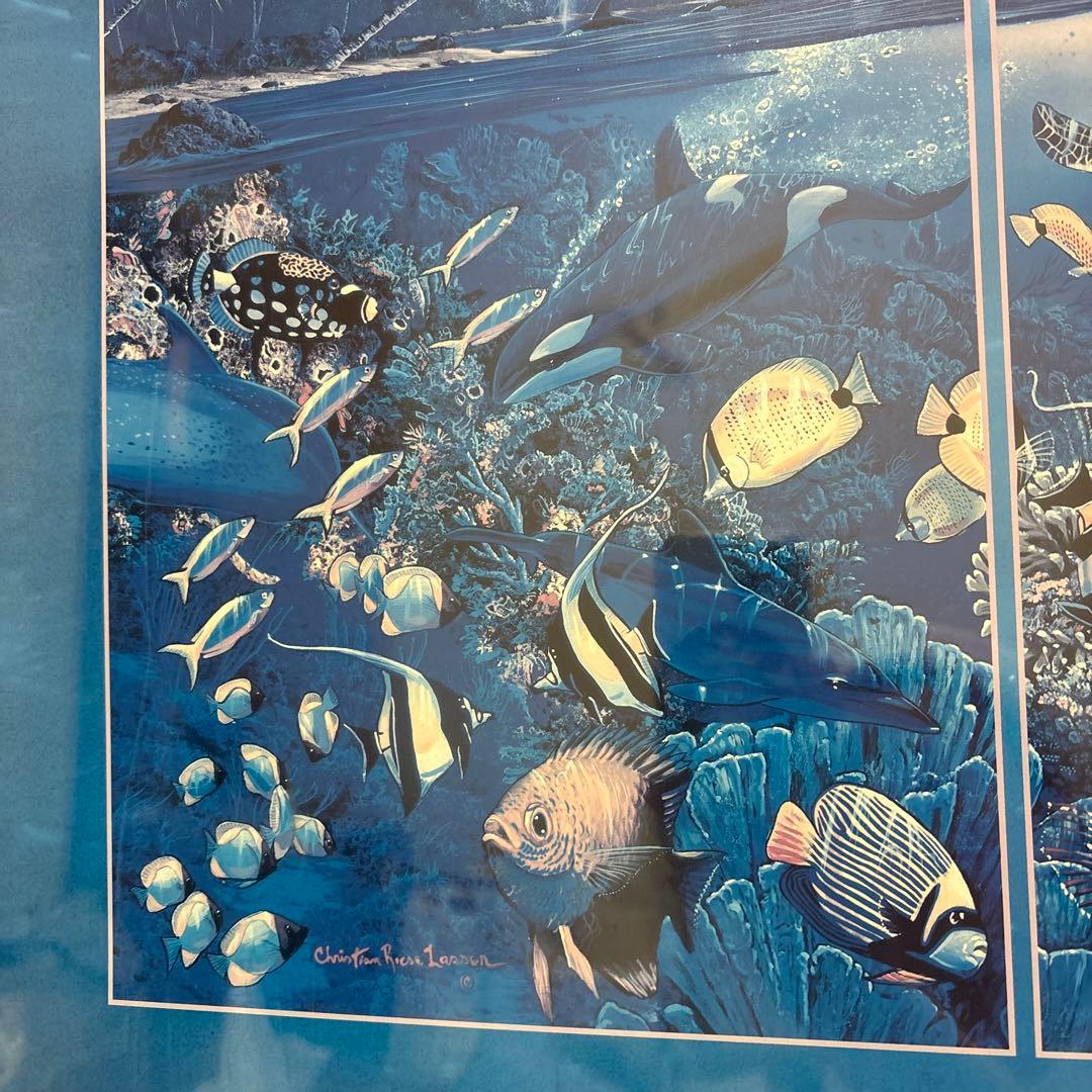 クリスチャン・リース・ラッセン　ハーモニー　額装　ポスター　イルカ　海　マウイ