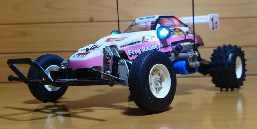 タミヤXBマイティフロッグ前後LEDライト付プロポ付き塗装済み完成品未使用品