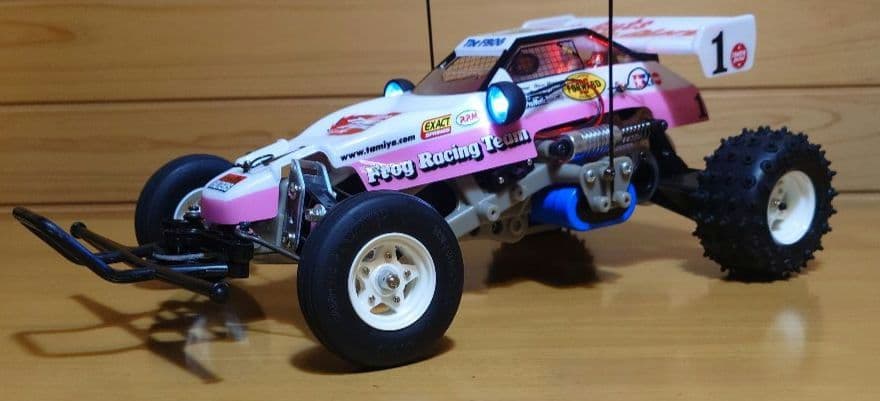 タミヤXBマイティフロッグ前後LEDライト付プロポ付き塗装済み完成品未使用品