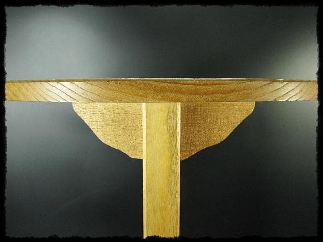 駒沢 利斎 利休好 桐 丸卓 棚物 茶道具 千家十職 指物師 共箱 f309