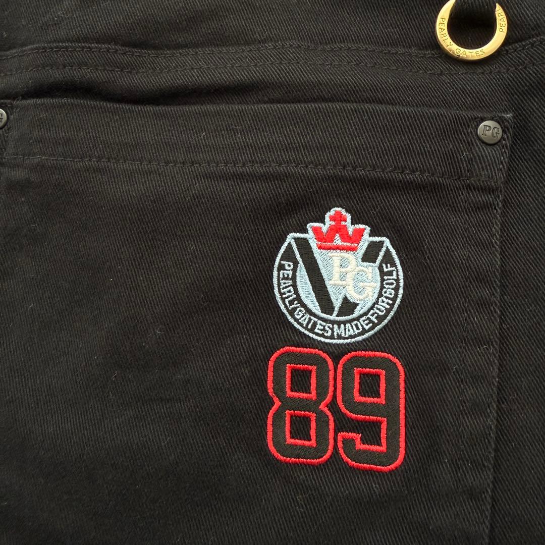 美品　パーリーゲイツ　パンツ　黒　ブラック　M〜L相当　コットン素材　4 ゴルフ