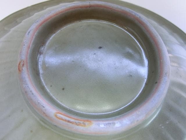 鉢■高麗青磁鉢 印花陽刻牡丹文 古い平鉢 古皿 大皿 古玩 唐草紋 時代物 骨董