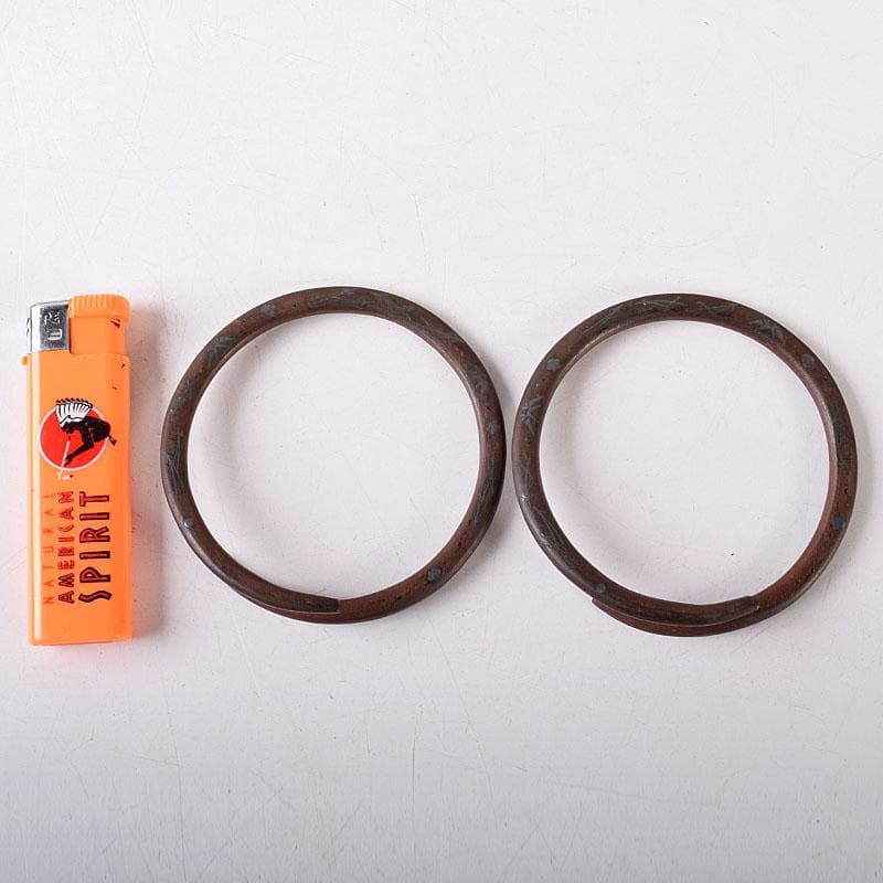 茶道具　高木治良兵衛造　象嵌入　鉄丸環　共箱　C　7552