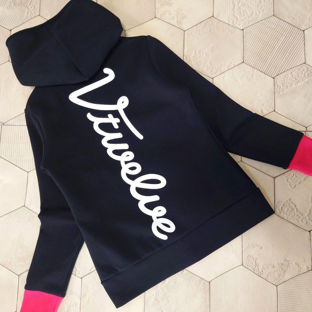 極美品 V12 GOLF ダンボールニットパーカー マルチロゴ ピンク