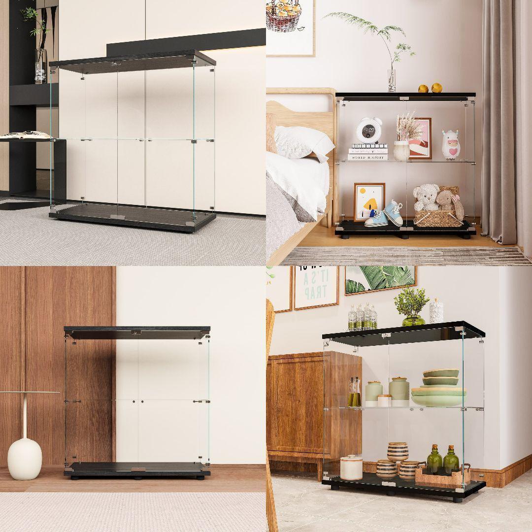 ガラスケース 2段両扉B1998コレクション フィギュア 棚 ショーケース 黒