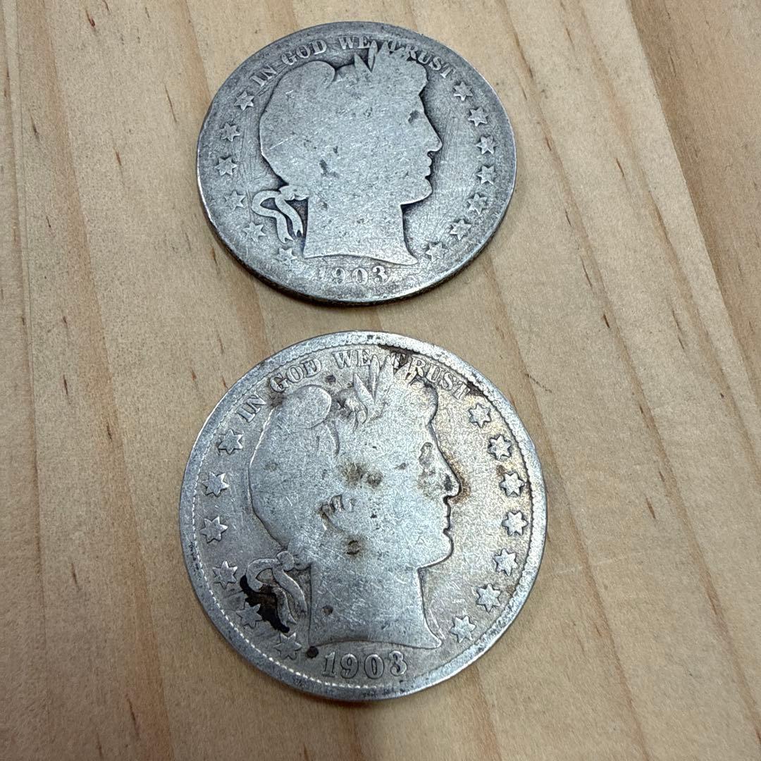 1903年　バーバーハーフダラー　アメリカ銀貨 5枚セット
