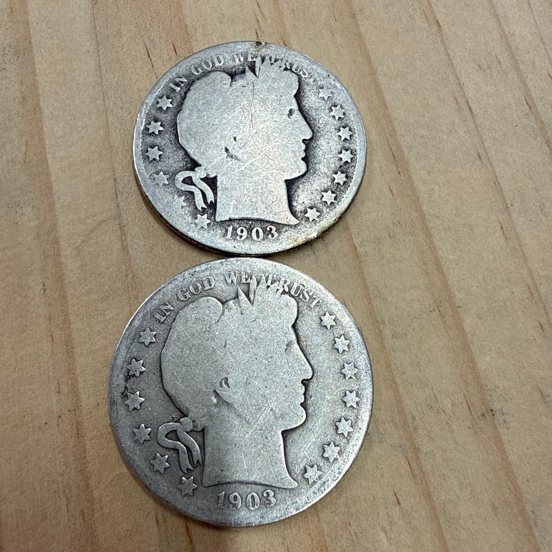 1903年　バーバーハーフダラー　アメリカ銀貨 5枚セット