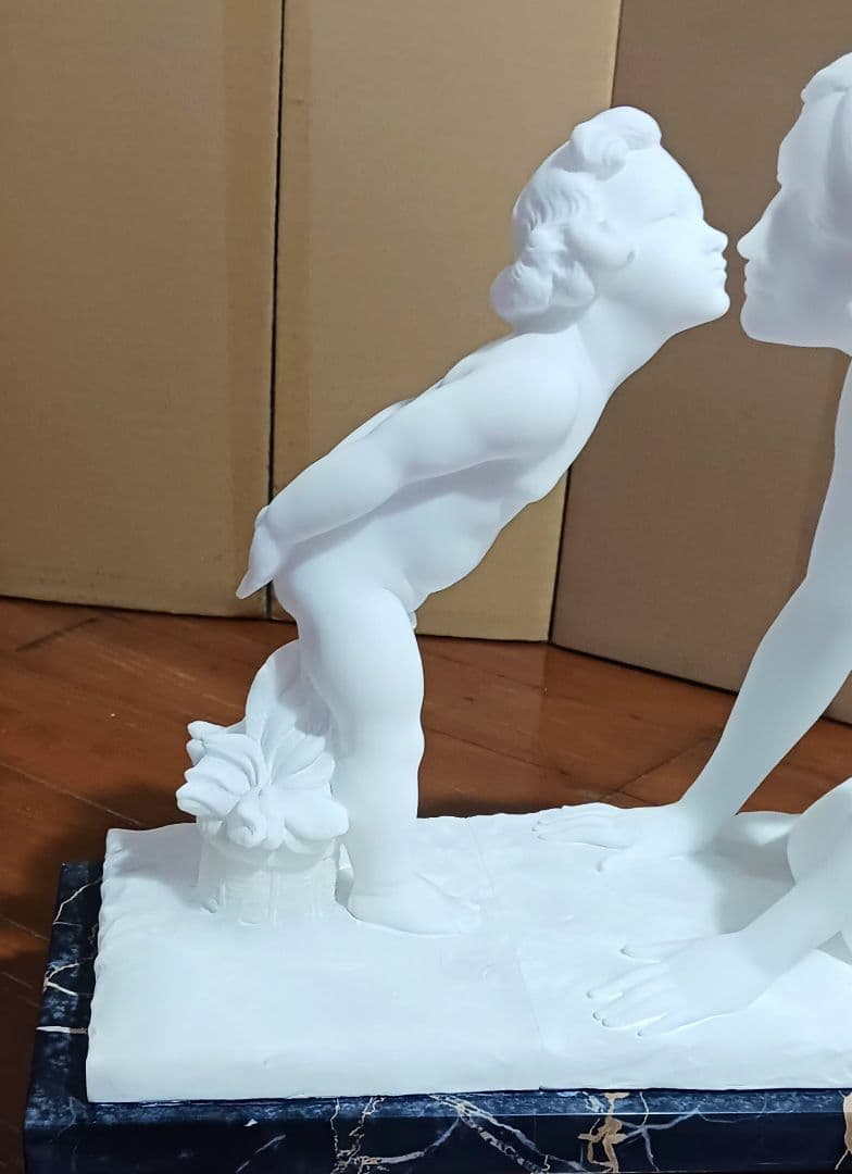 ウンベルト スティアチーニ 母子裸像 アラバスター 19~20世紀 イタリア製