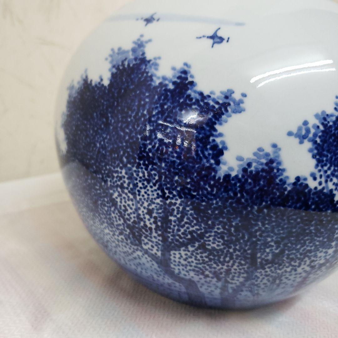 Ｂフライデー蔵出し特価　景徳鎮風景陶器花瓶高さ23cm幅21cm