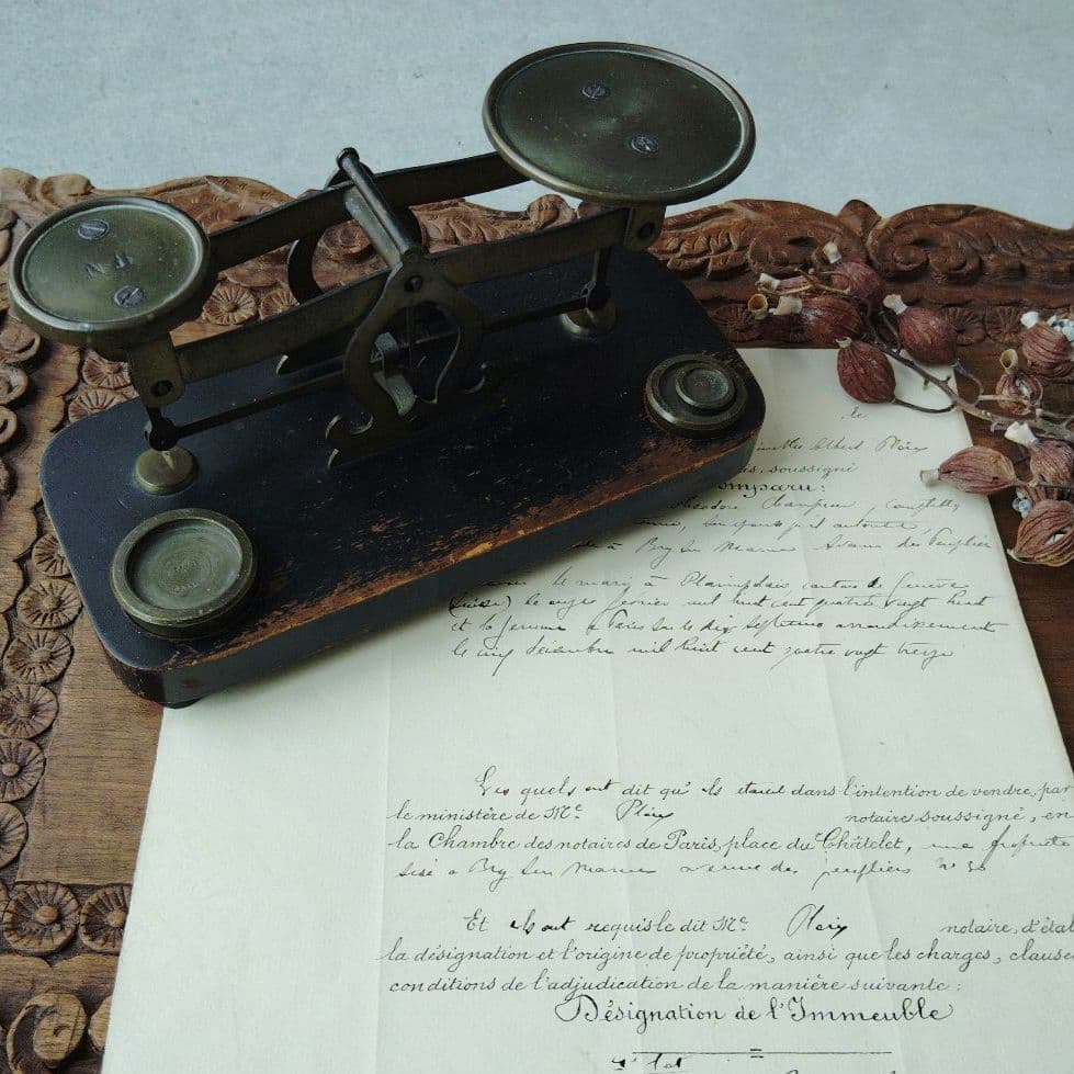 フランス蚤の市　レタースケール　オモリ3個セット　NB　アンティーク