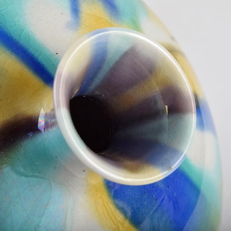 九谷焼　柳雨軒　三代八十吉　徳田正彦作　彩釉　壷　共箱　U　R9360B