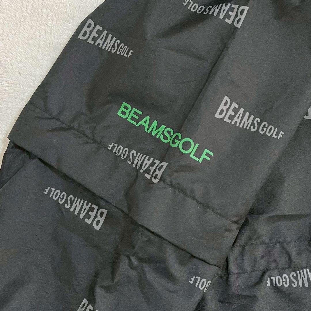 極美品　ビームスゴルフ　2WAY レインコート 2　ロゴ　総柄　ブラック　フード