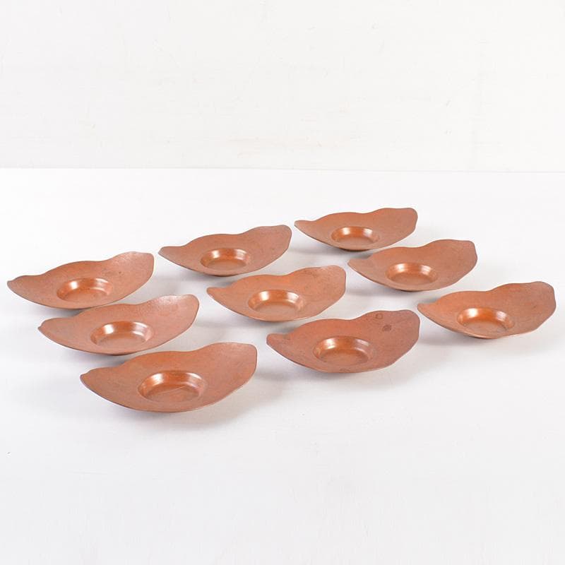 煎茶道具　素銅　木瓜式　茶托　十八客　合計約1429g　在銘　共箱　MR7539