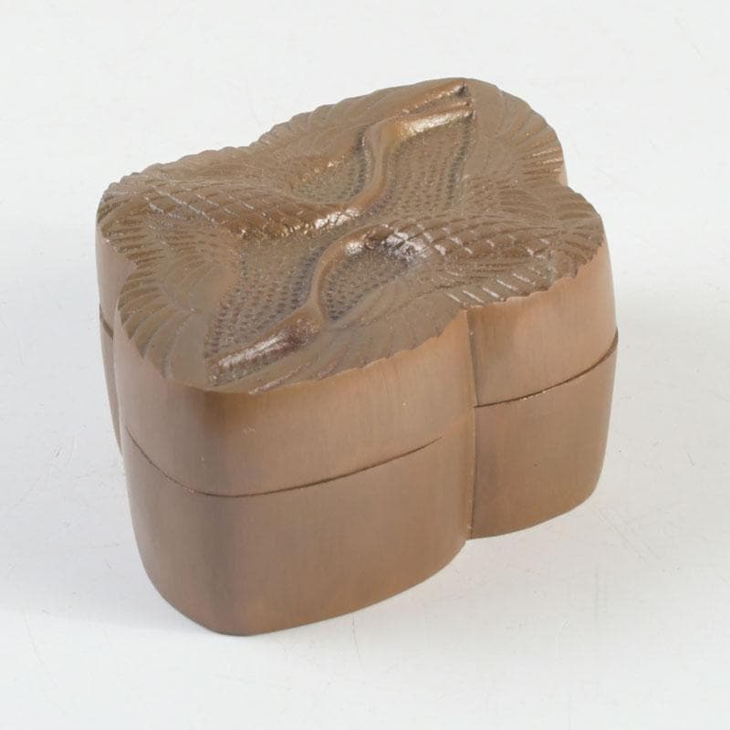 茶道具　唐銅　向鶴文　香合　共箱　V　9476