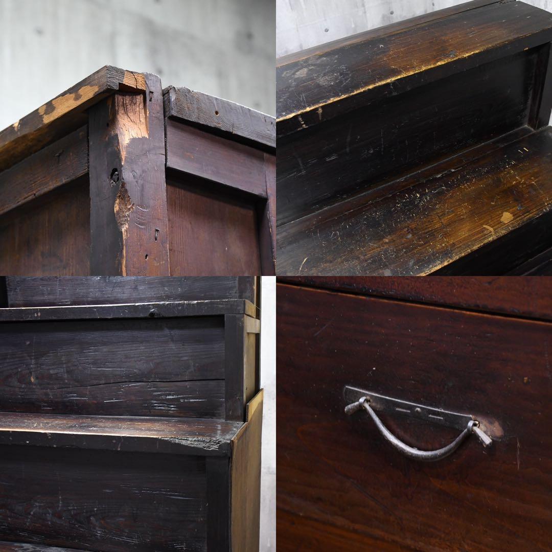 DIC112 明治大正期 和製アンティーク 階段箪笥 特大7段 左上がり