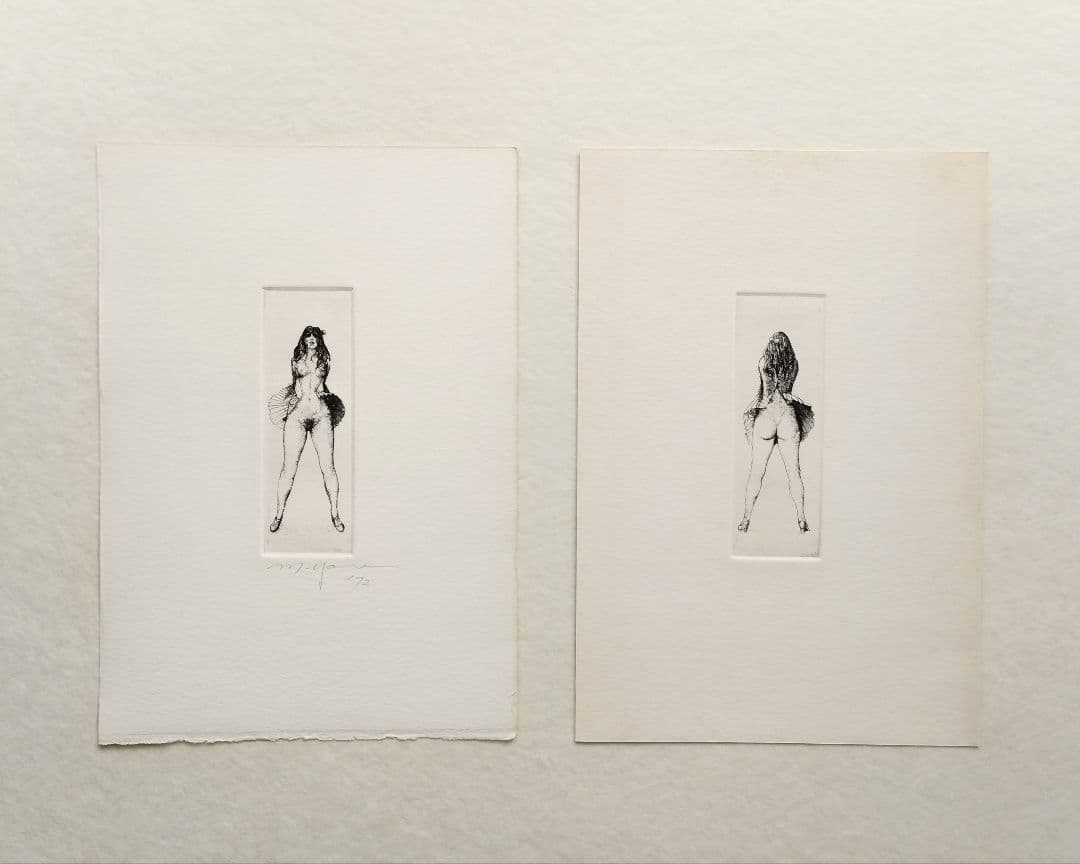 【匿名配送】山本六三 銅版画 死者 2枚