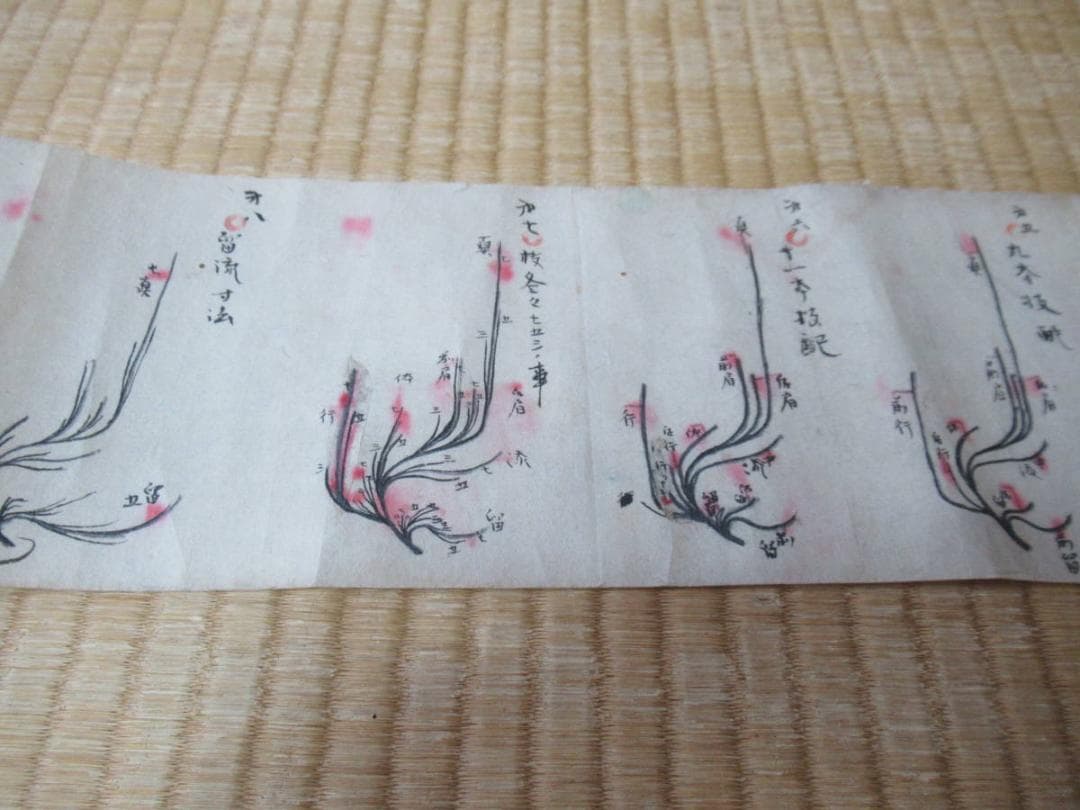 美品 江戸中期 手書き華道手本巻物◆三雅流挿花法式図（華道/いけばな）「遠州流」