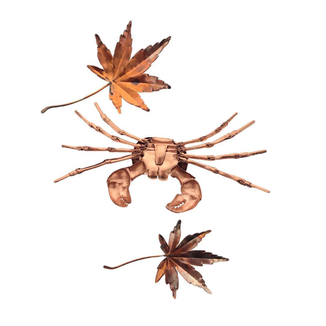 銅製 カニ もみじ　風水 茶道