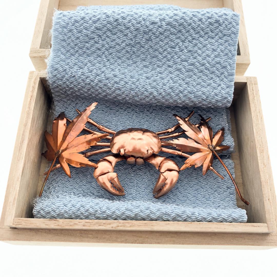 銅製 カニ もみじ　風水 茶道