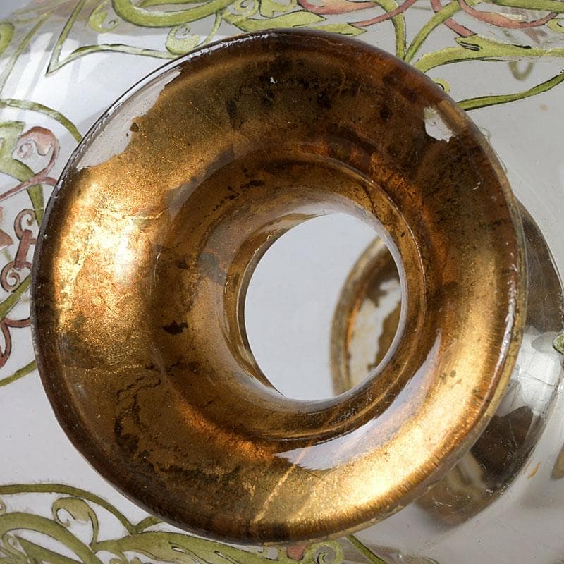 アンティーク　ガラス工芸　風景図　花瓶　C　9410