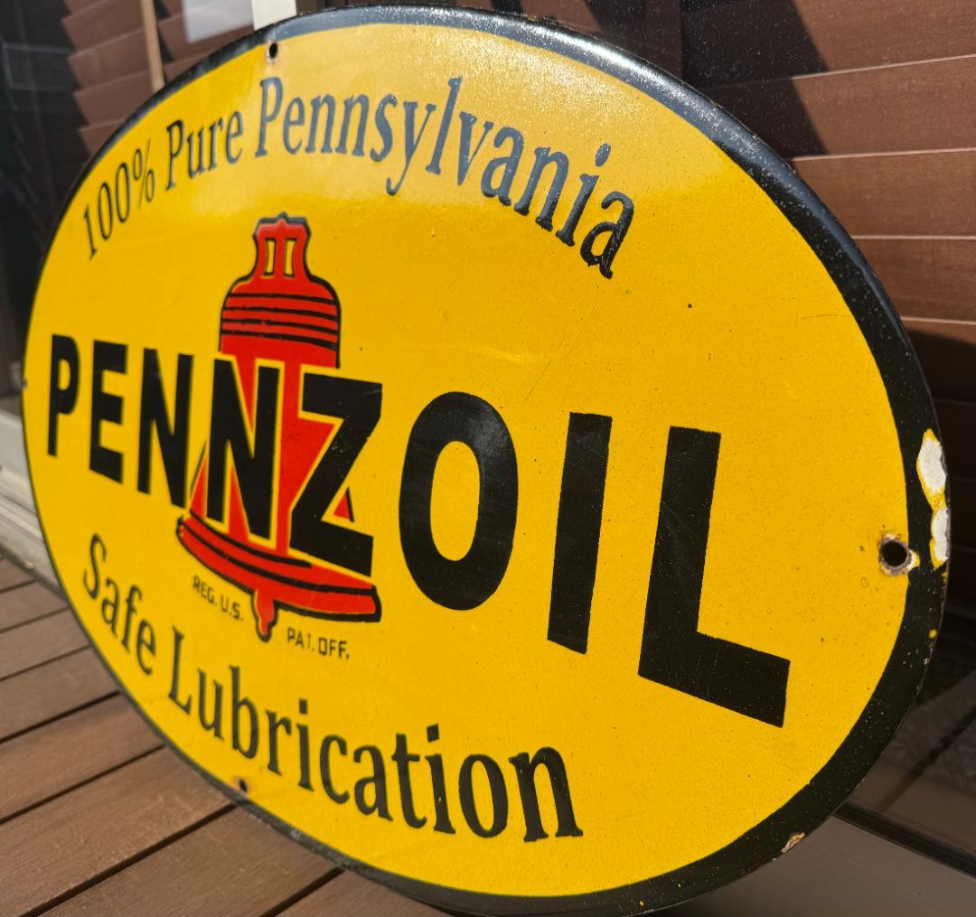ペンズオイル PENNZOIL 看板 ビンテージ 76cm 世田谷ベース