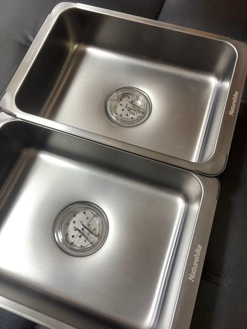 【2個セット】 ネイチャーハイク ステンレス製キャンプ用シンク