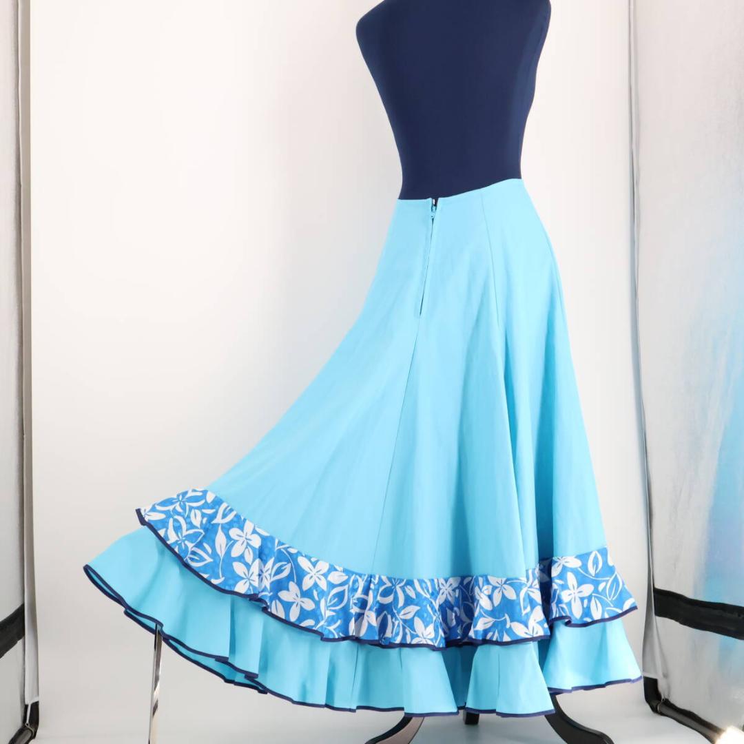 【美品 フラメンコ衣装】ブルー アトリエ貴美恵 ファルダ スカート ボランテ
