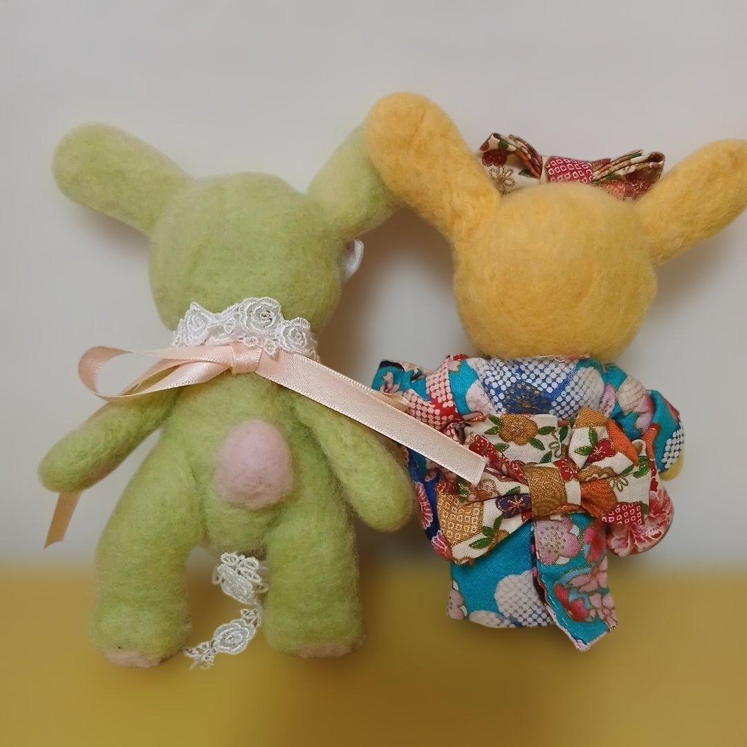 作家様　ウサギぬいぐるみ　羊毛フェルト　2体セット品