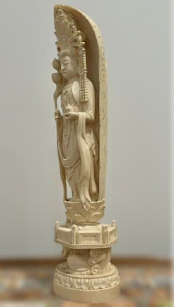 ナリトラ　東洋彫刻 古龍作 観音像 高さ約30.5cm