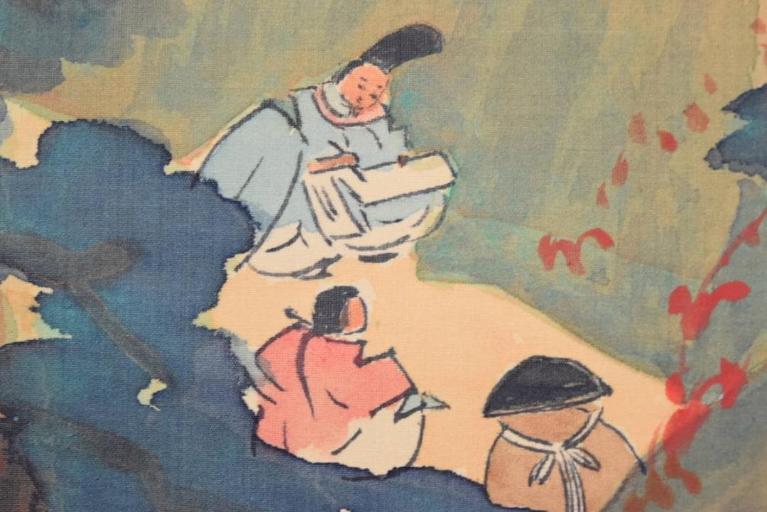 【真作】静雪/山水人物図/掛軸/名家伝来/AA-898