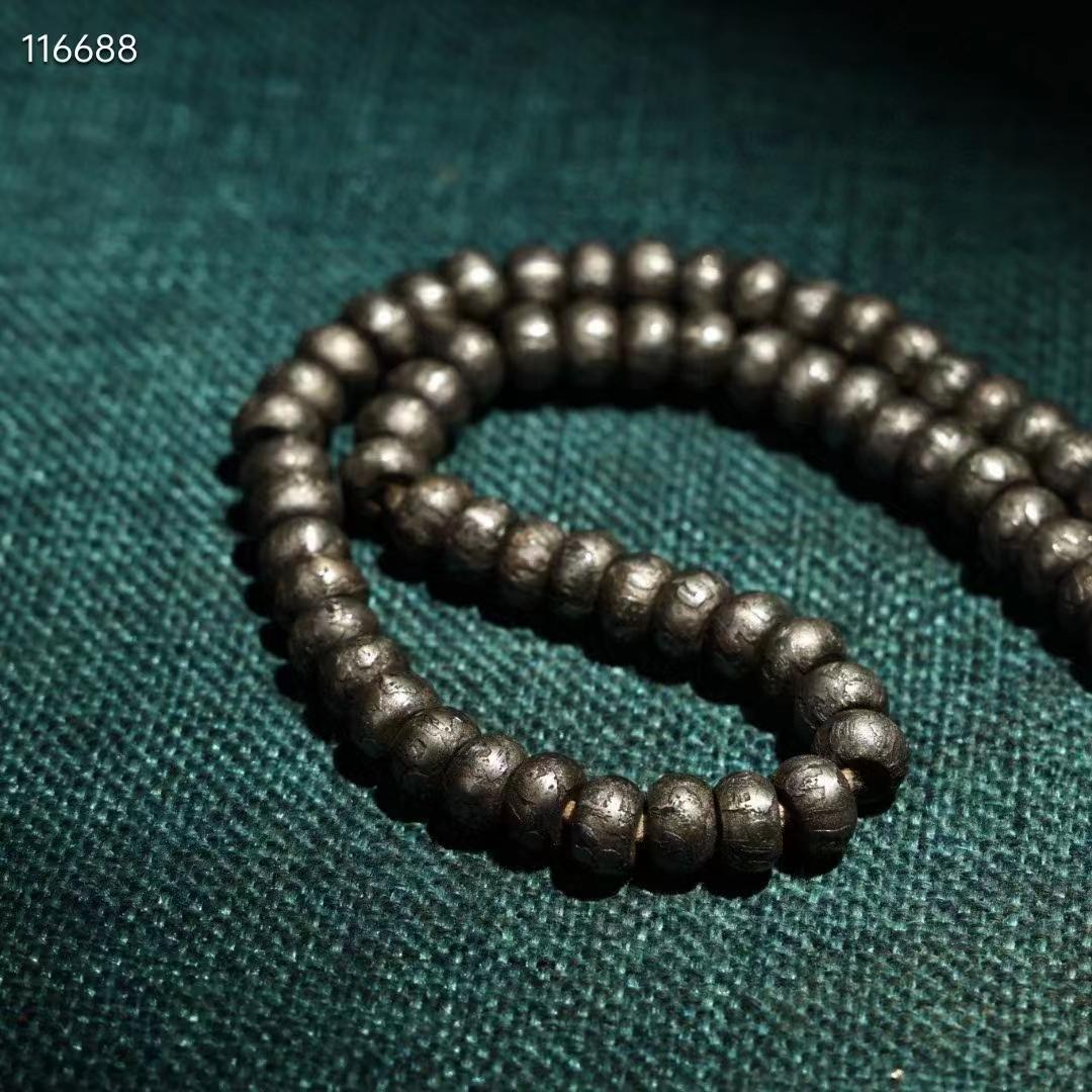 中国古美術・純手工・チベット寒鉄彫刻六字真言108粒仏珠・ネックレス・数珠・仏具