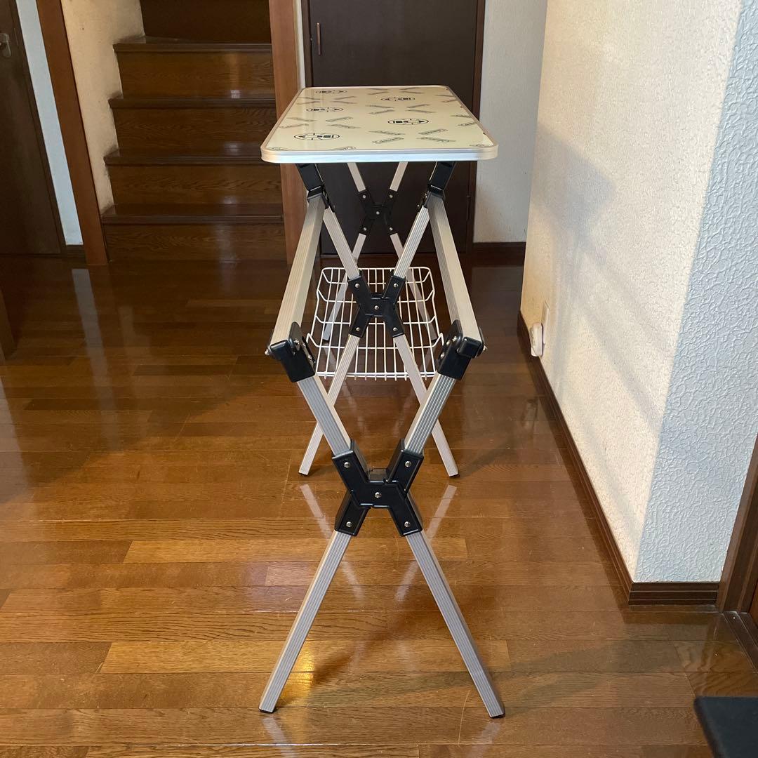 Coleman アルミテーブル 長方形 収納棚付き