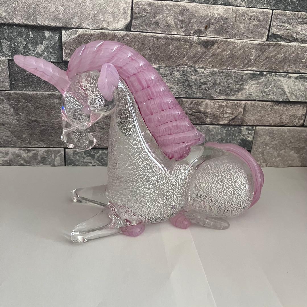 レトロ　ガラス置物　硝子細工　馬　ユニコーン　ベネチアングラス？　ムラーノ？