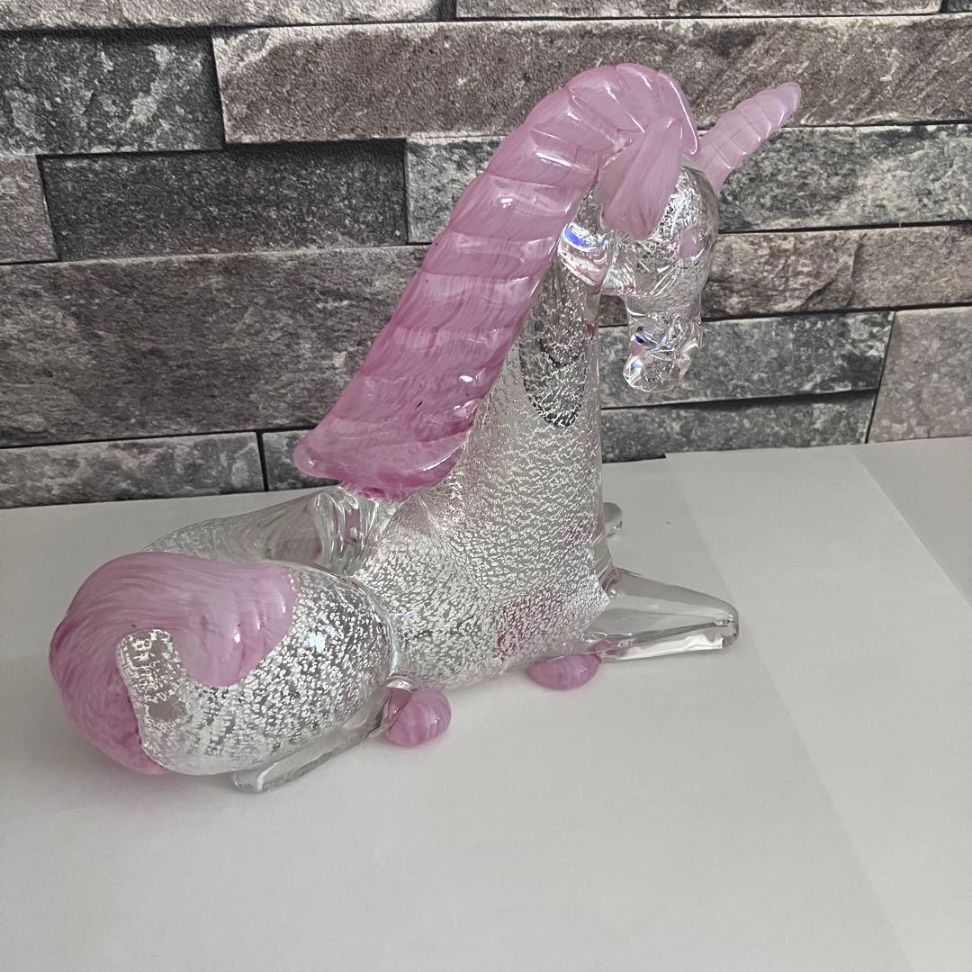 レトロ　ガラス置物　硝子細工　馬　ユニコーン　ベネチアングラス？　ムラーノ？