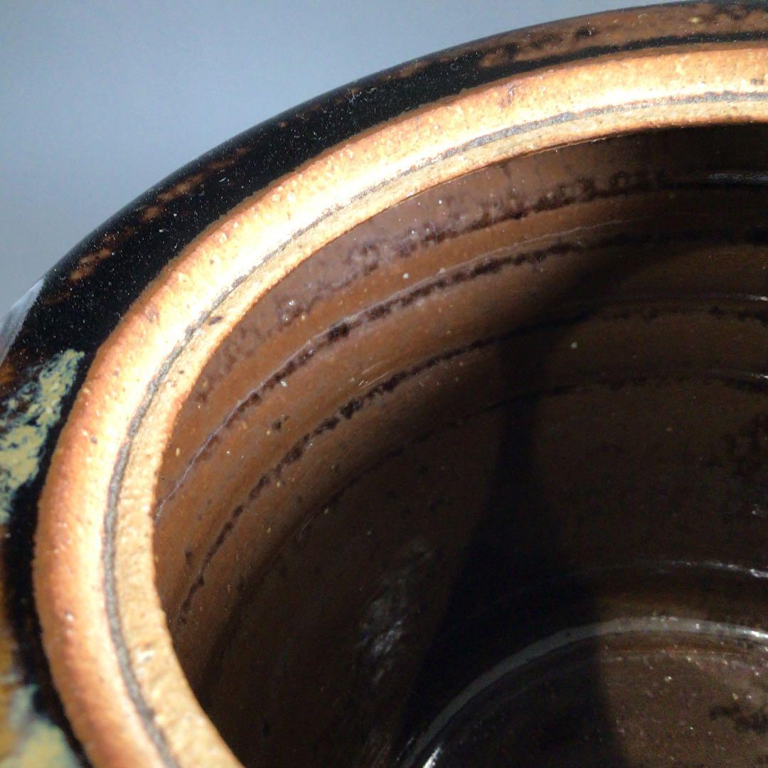 Ｐ４１７　水指　『膳所焼』『淡海ぜぜ　陽炎園造』『捻貫水指』　共箱　茶道具