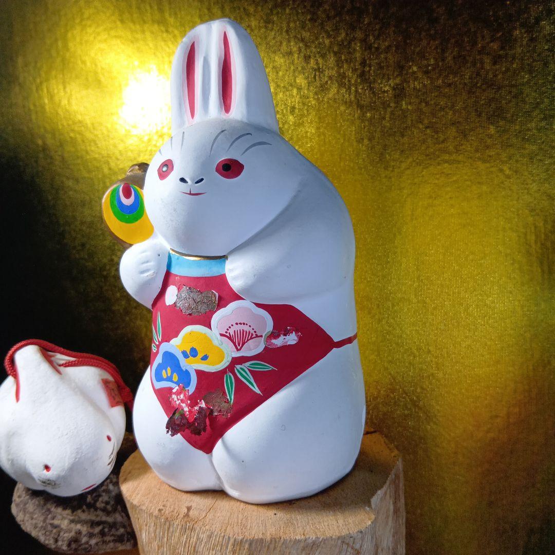 ウサギの置物 陶器製 インテリア