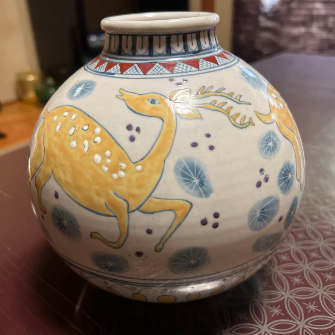 有田焼　5代目66才　佐藤走破作　鹿柄壺