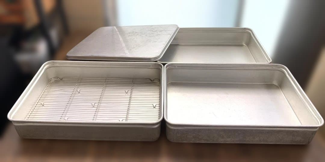 アカオアルミ 硬質アルミ 番重3点 アルミ製 業務用 番重 大110 蓋網付き