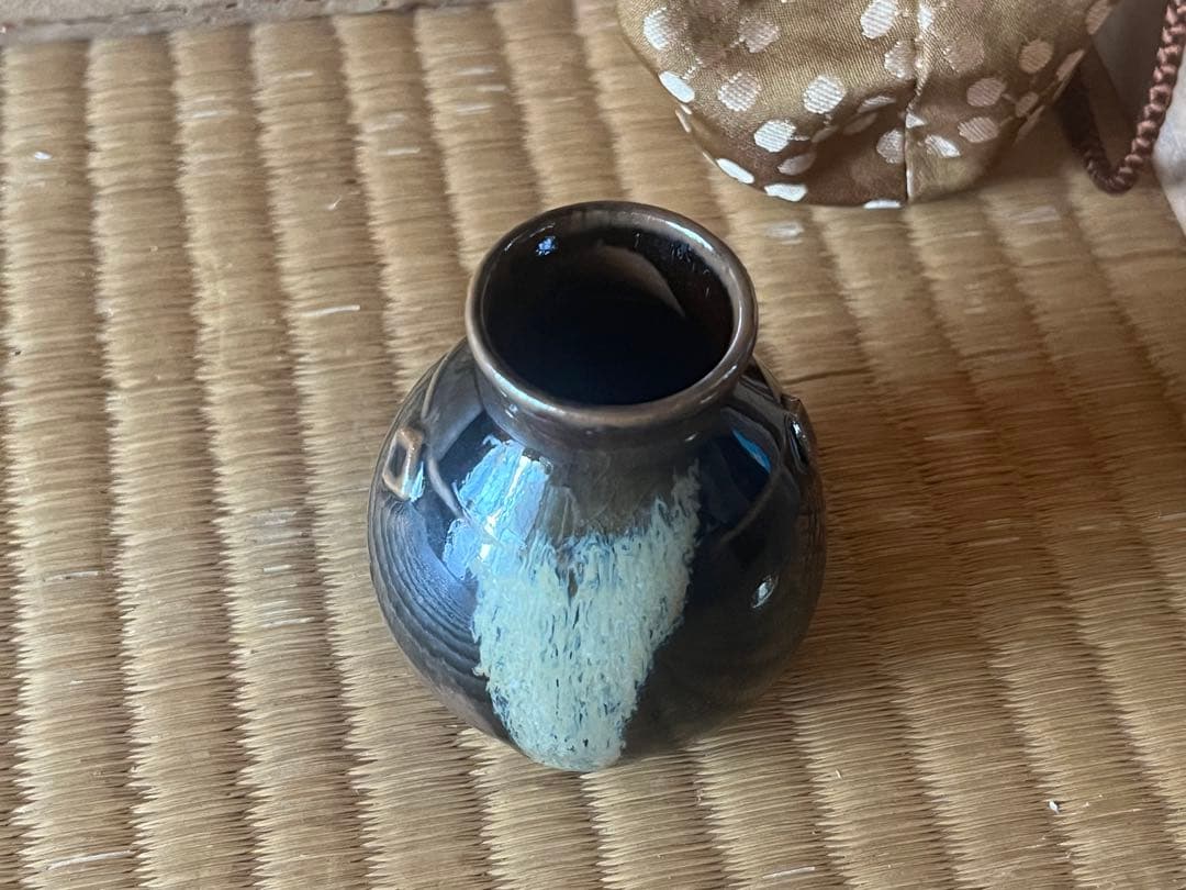 茶道具　膳所焼 陽炎園 淡海ぜぜ 茶入 仕覆付