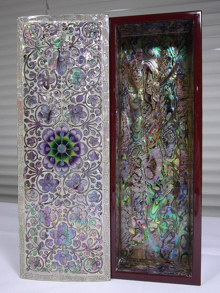 張泰福作 韓国螺鈿細工　筆箱　宝石箱　小物入れ