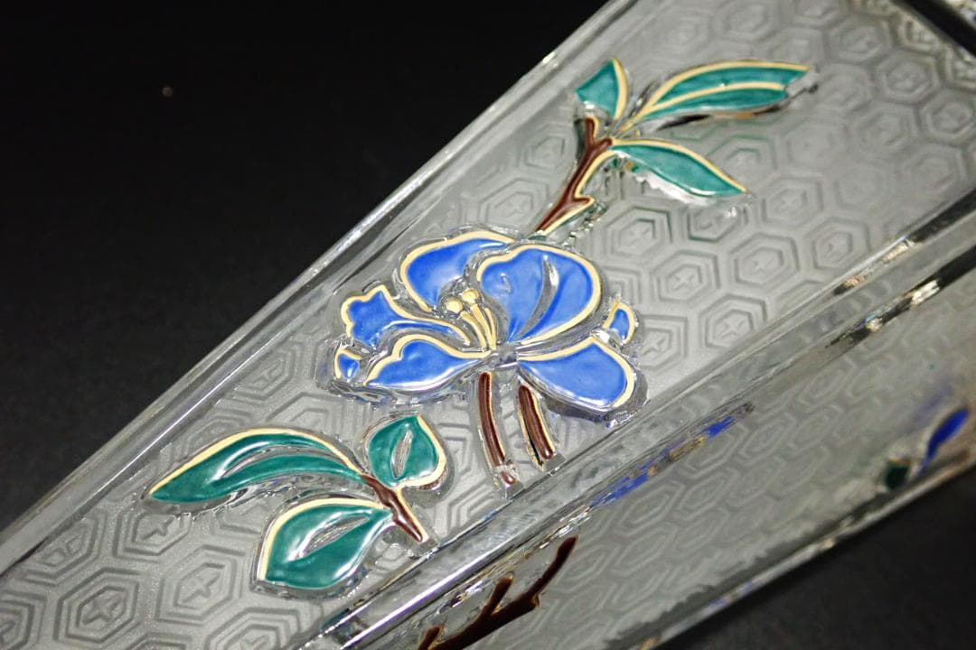 H63 オールド バカラ ジャポニズム 壷 エナメル クリスタルガラス