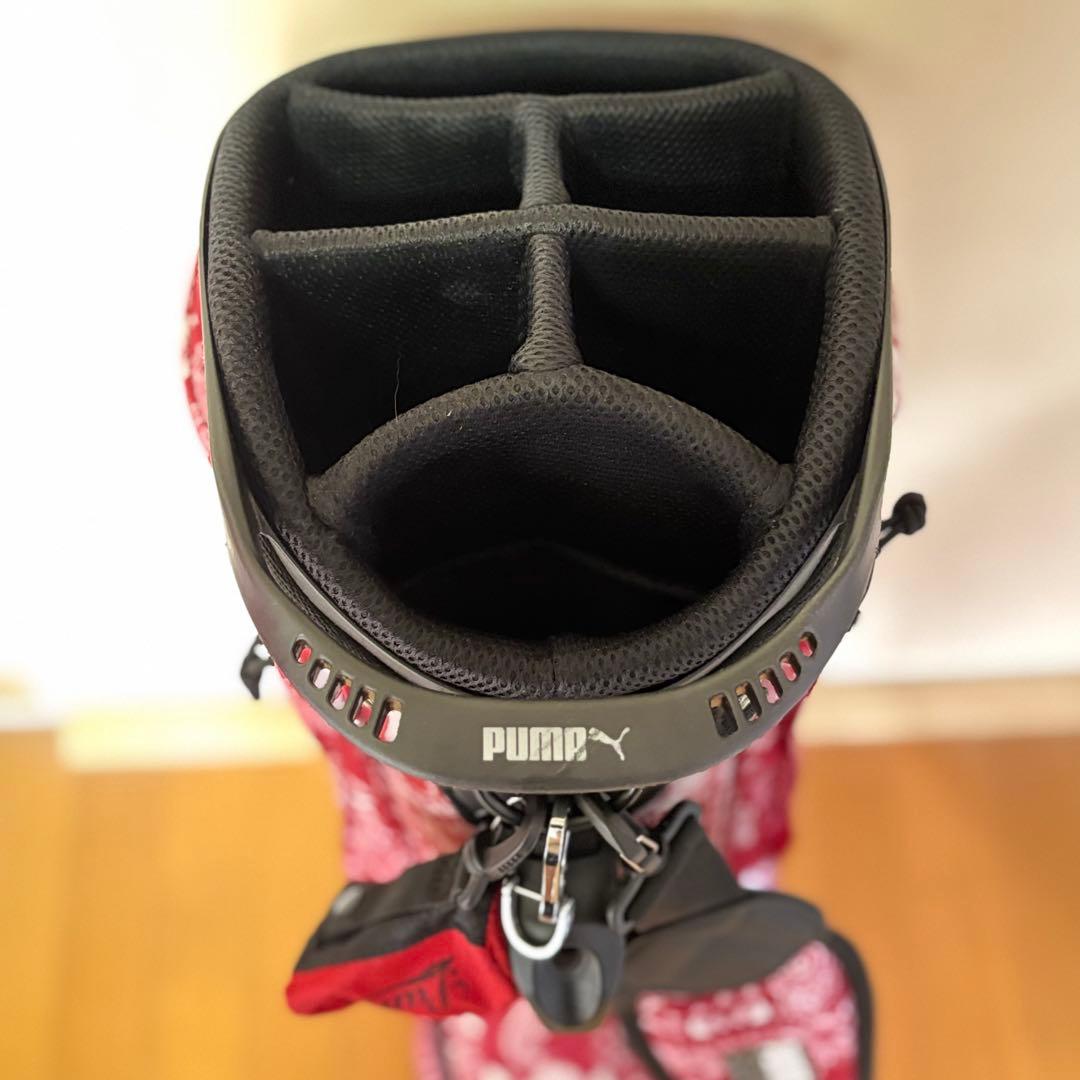 【即完売】プーマ バンダナ柄 激レア キャディバッグ 赤 限定入荷 ゴルフバッグ