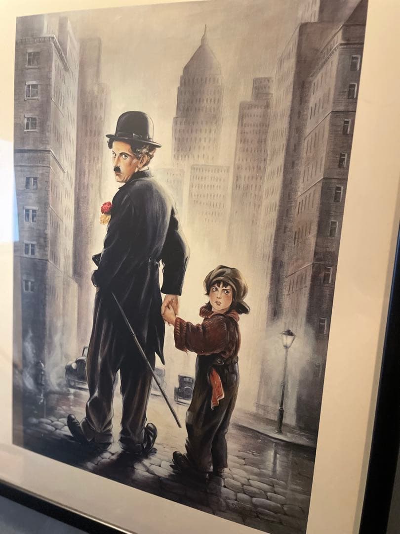 チャップリンと子供のアートプリント