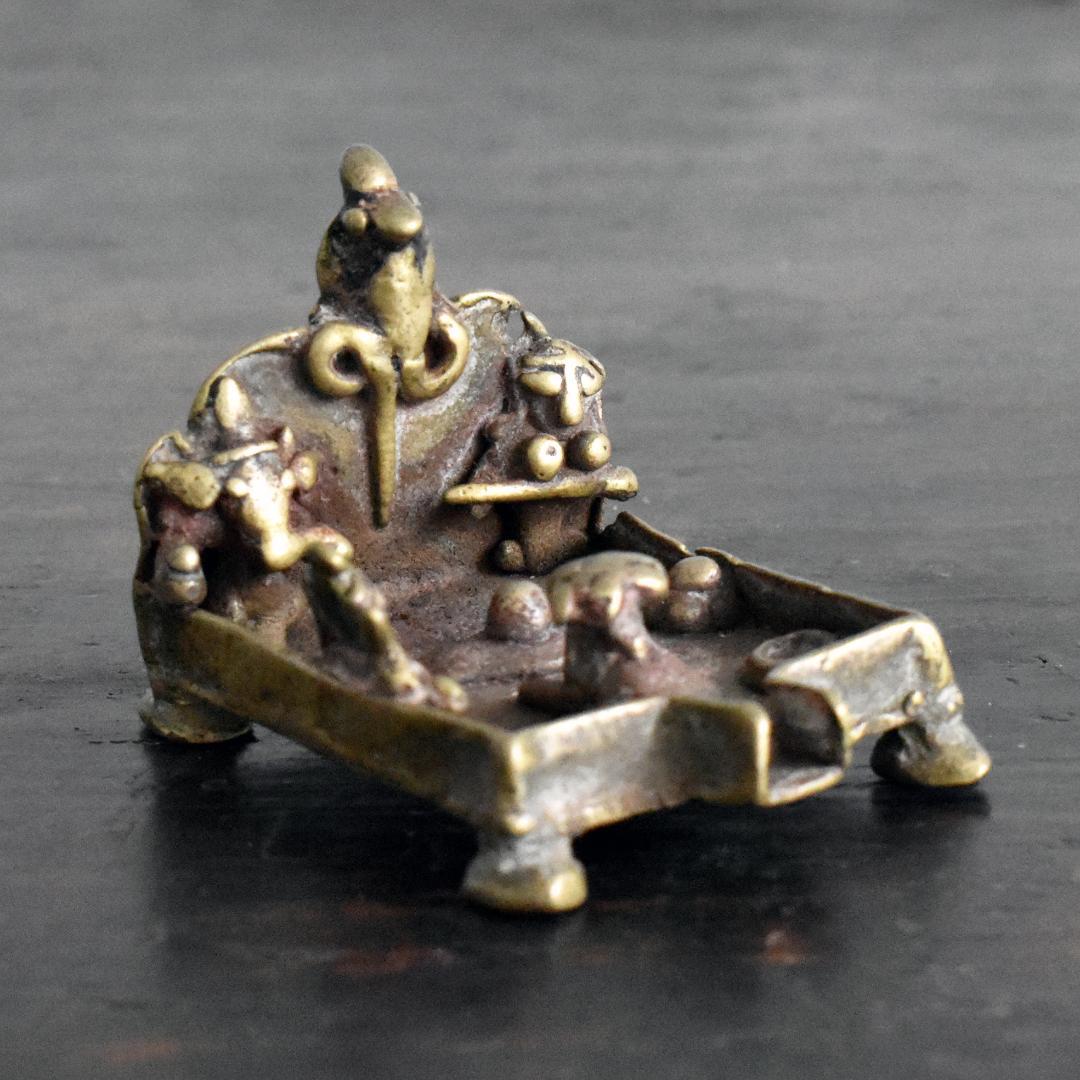 インド19世紀ヒンドゥー教リンガム小型神殿像 /アンティーク/真鍮/鋳造/祠/社