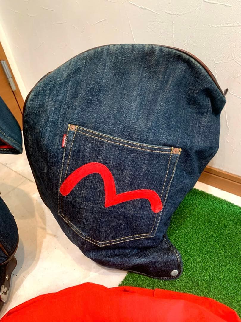 超希少　良品　エビス　エヴィス　EVISU デニム　本革レザー　かキャディバッグ