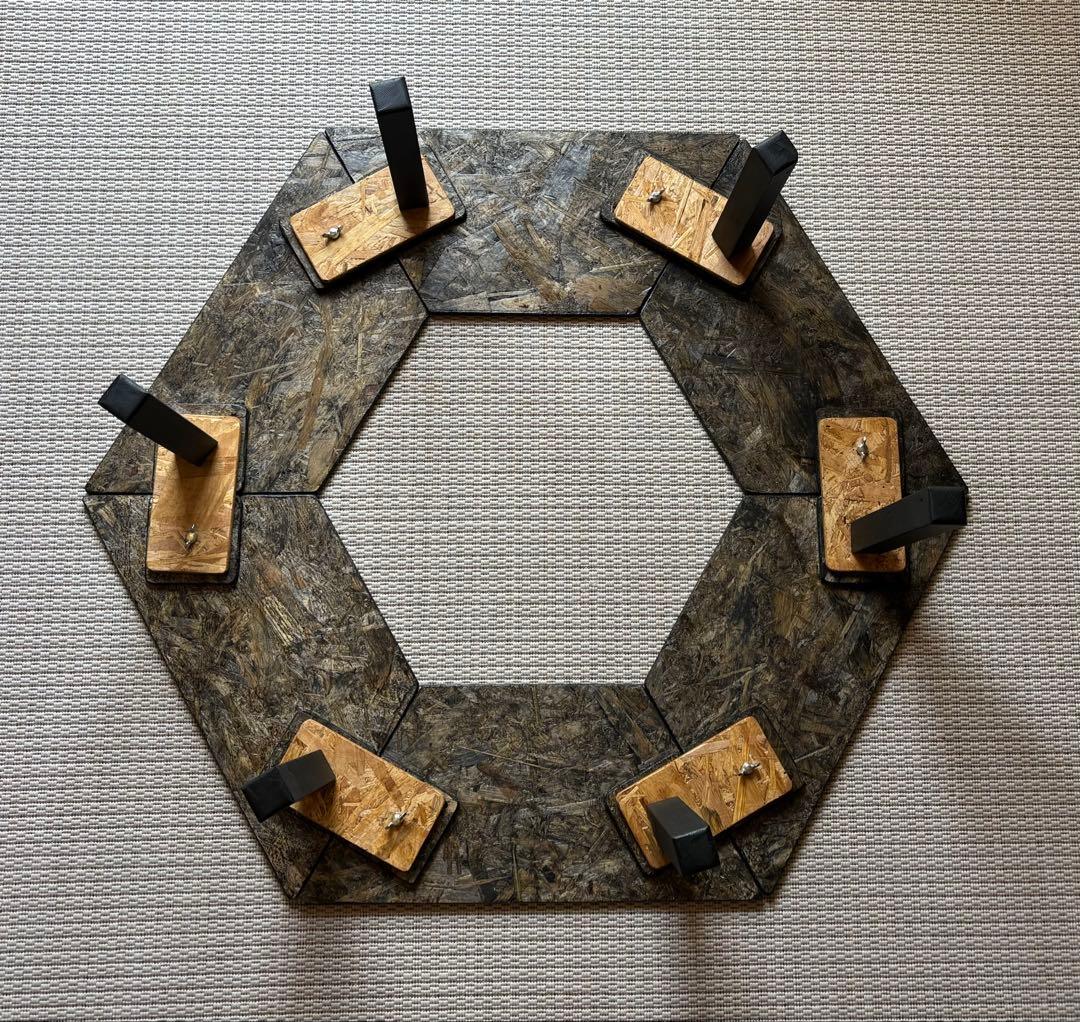 ヘキサテーブル50 センターテーブル付き　スケルトンブラック塗装　FHC50sb