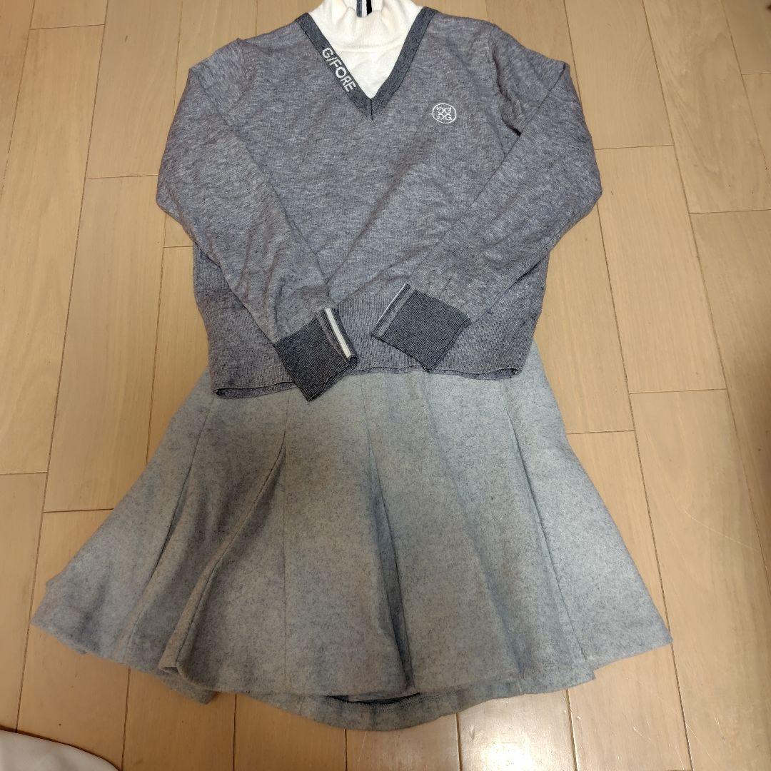 G/FORE グレー Vネックセーター フレアスカートセット