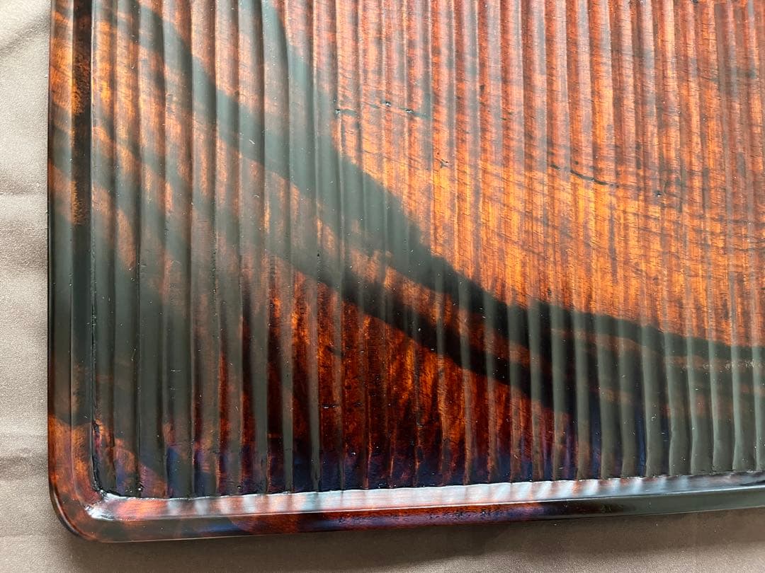 希少　黒柿拭漆我谷盆　25cm×35.4cm×1.8cm №9030